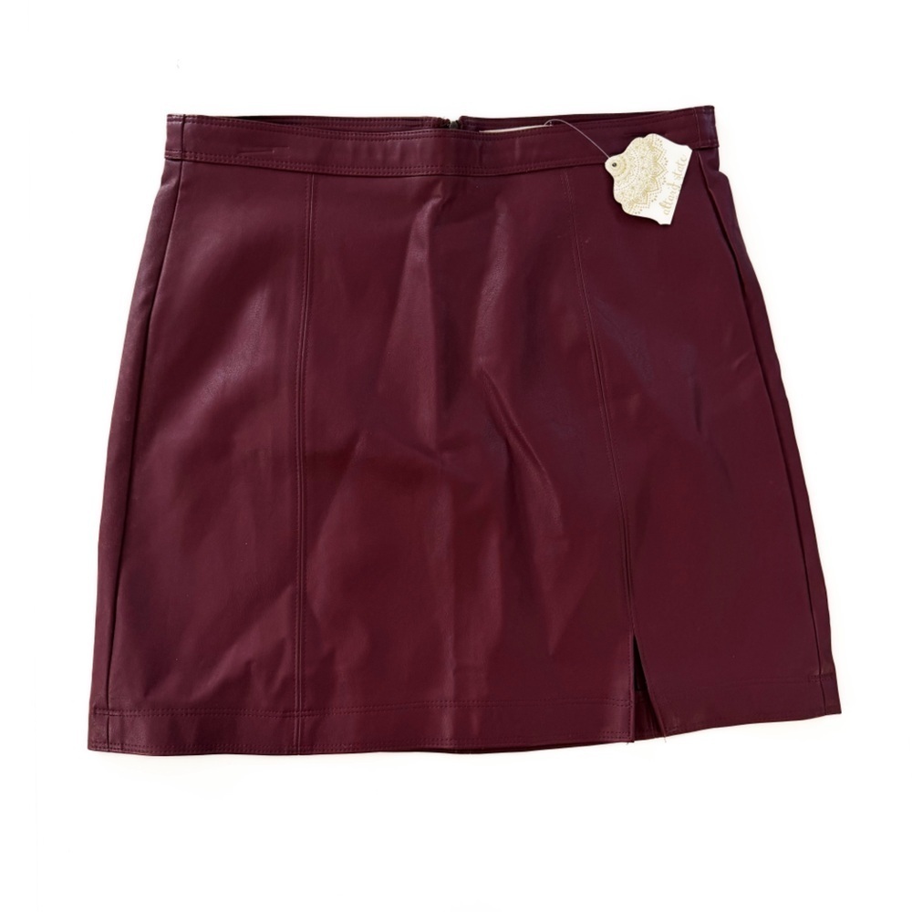 Altar’d State Skirt Womens Large Dark Cherry Red Faux Vegan Leather Mini New